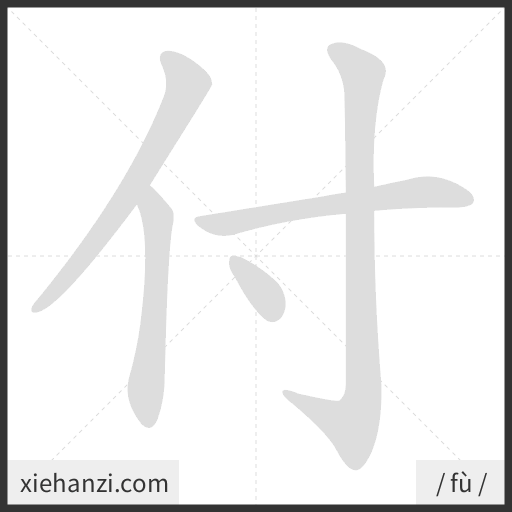 Ảnh động thứ tự nét chữ 付 - cách viết từng nét