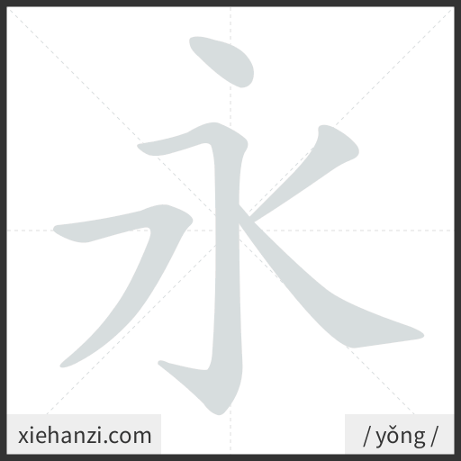 Ảnh động thứ tự nét chữ 永 - cách viết từng nét
