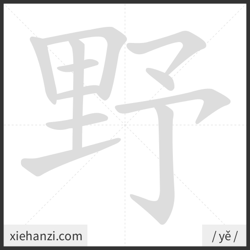Ảnh động thứ tự nét chữ 野 - cách viết từng nét