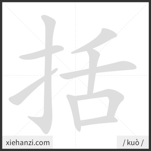 Ảnh động thứ tự nét chữ 括 - cách viết từng nét