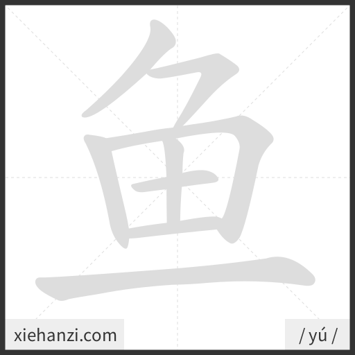 Ảnh động thứ tự nét chữ 鱼 - cách viết từng nét