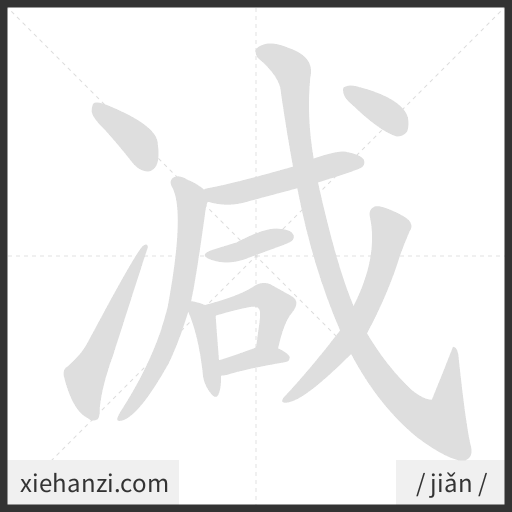 Ảnh động thứ tự nét chữ 减 - cách viết từng nét