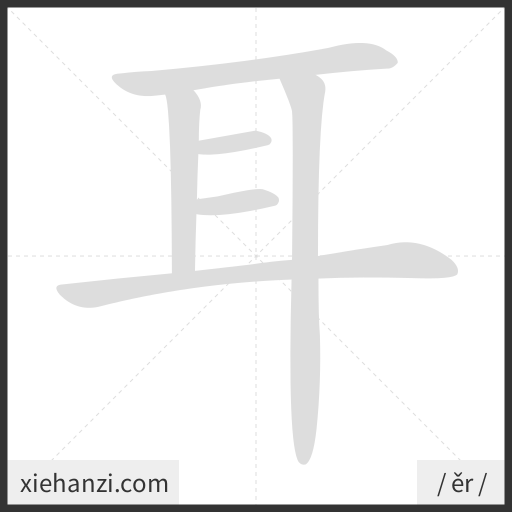 Ảnh động thứ tự nét chữ 耳 - cách viết từng nét