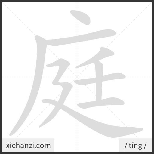 Ảnh động thứ tự nét chữ 庭 - cách viết từng nét