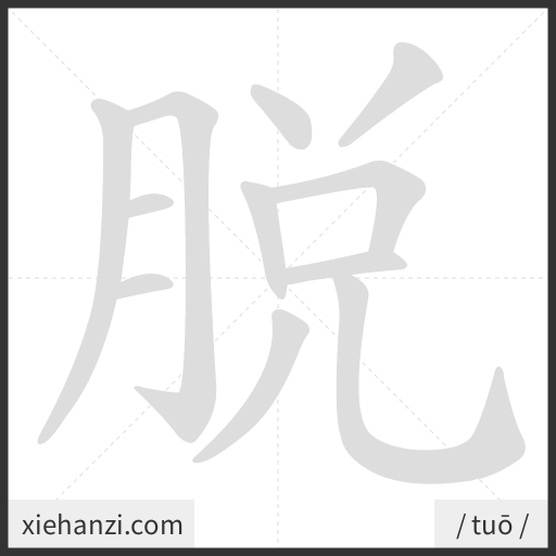 Ảnh động thứ tự nét chữ 脱 - cách viết từng nét