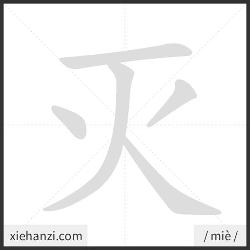 Ảnh động thứ tự nét chữ 灭 - cách viết từng nét