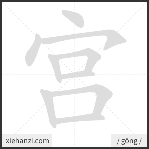 Ảnh động thứ tự nét chữ 宫 - cách viết từng nét