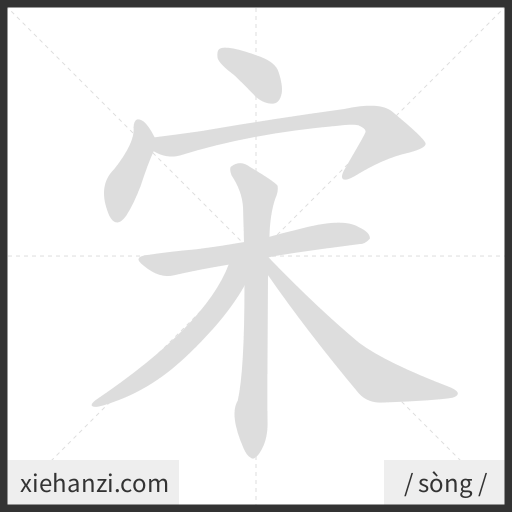 Ảnh động thứ tự nét chữ 宋 - cách viết từng nét