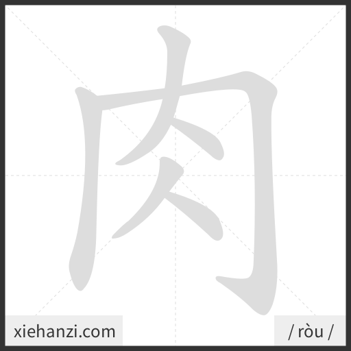 Ảnh động thứ tự nét chữ 肉 - cách viết từng nét