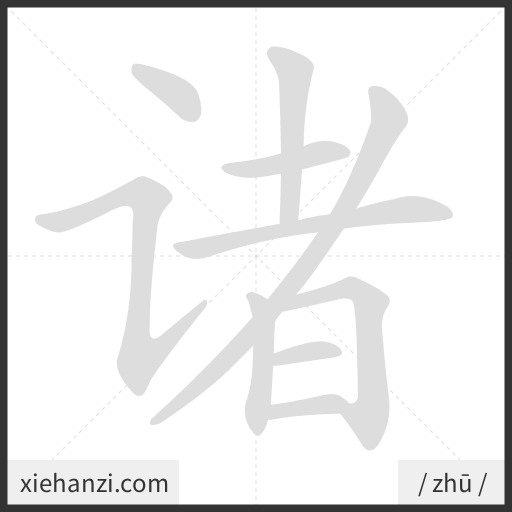 Ảnh động thứ tự nét chữ 诸 - cách viết từng nét