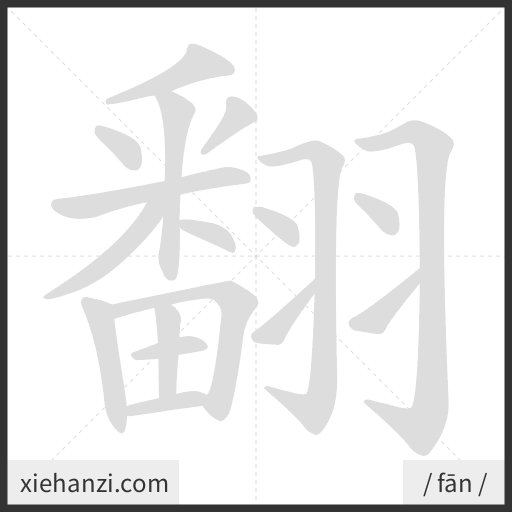 Ảnh động thứ tự nét chữ 翻 - cách viết từng nét