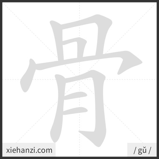 Ảnh động thứ tự nét chữ 骨 - cách viết từng nét