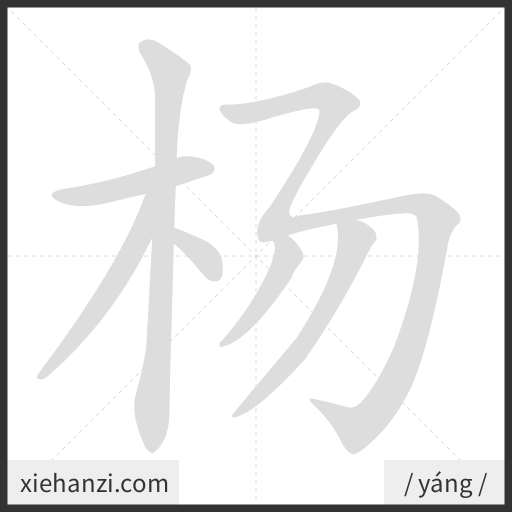 Ảnh động thứ tự nét chữ 杨 - cách viết từng nét