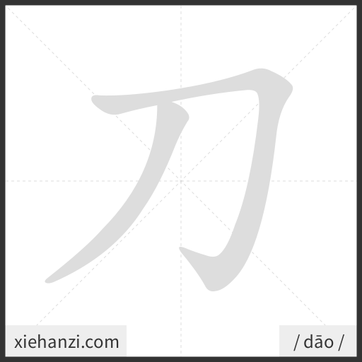 Ảnh động thứ tự nét chữ 刀 - cách viết từng nét