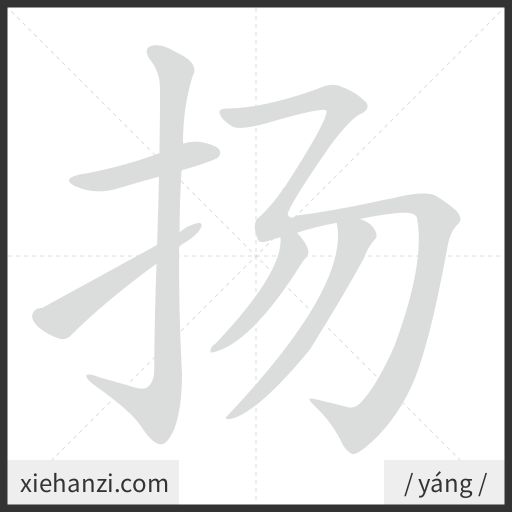 Ảnh động thứ tự nét chữ 扬 - cách viết từng nét