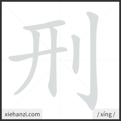 Ảnh động thứ tự nét chữ 刑 - cách viết từng nét