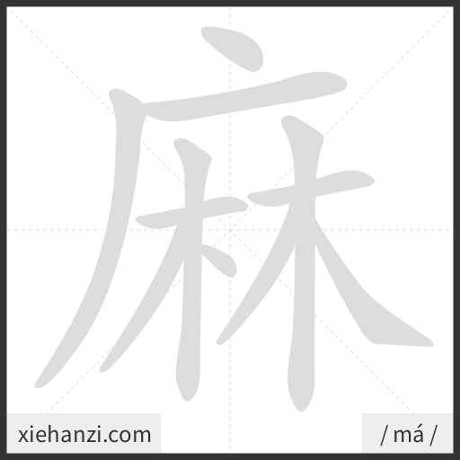 Ảnh động thứ tự nét chữ 麻 - cách viết từng nét