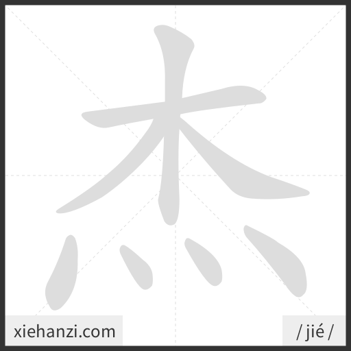 Ảnh động thứ tự nét chữ 杰 - cách viết từng nét