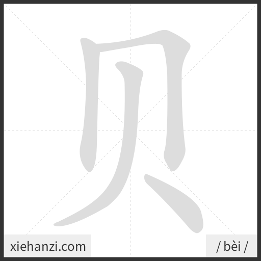 Ảnh động thứ tự nét chữ 贝 - cách viết từng nét