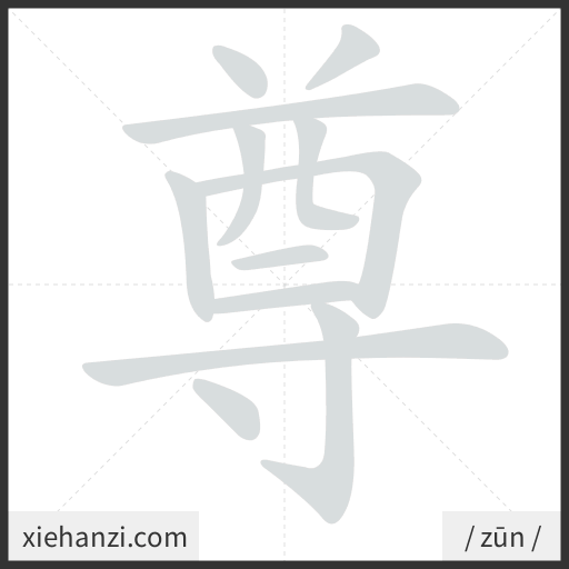 Ảnh động thứ tự nét chữ 尊 - cách viết từng nét