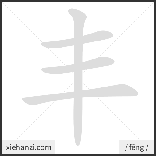 Ảnh động thứ tự nét chữ 丰 - cách viết từng nét