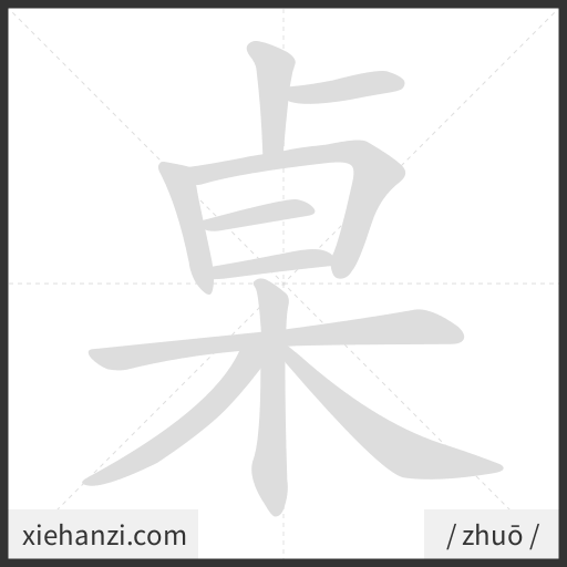 Ảnh động thứ tự nét chữ 桌 - cách viết từng nét