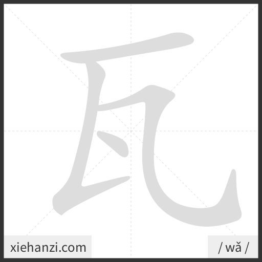 Ảnh động thứ tự nét chữ 瓦 - cách viết từng nét