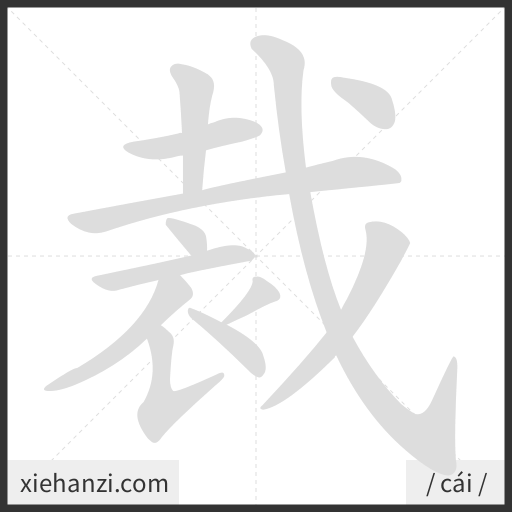 Ảnh động thứ tự nét chữ 裁 - cách viết từng nét