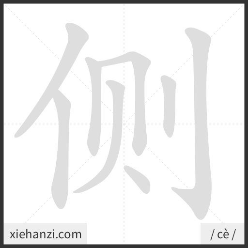 Ảnh động thứ tự nét chữ 侧 - cách viết từng nét