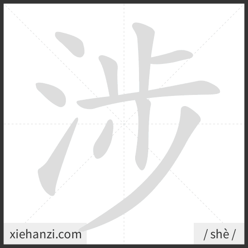Ảnh động thứ tự nét chữ 涉 - cách viết từng nét