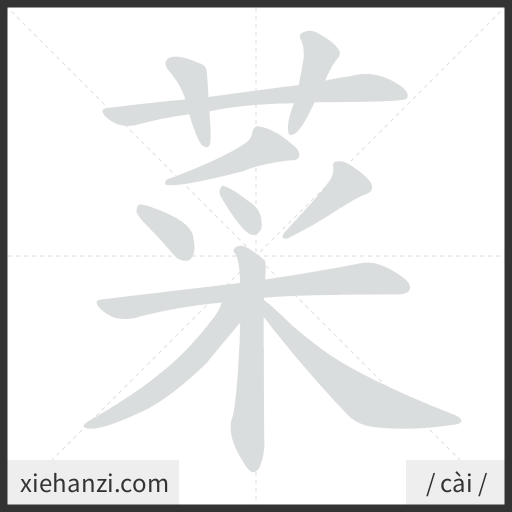 Ảnh động thứ tự nét chữ 菜 - cách viết từng nét