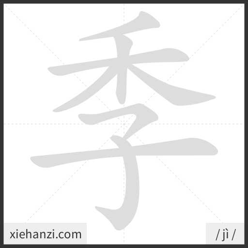 Ảnh động thứ tự nét chữ 季 - cách viết từng nét
