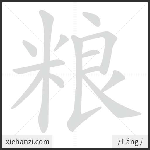 Ảnh động thứ tự nét chữ 粮 - cách viết từng nét