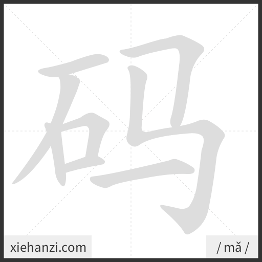 Ảnh động thứ tự nét chữ 码 — cách viết từng nét