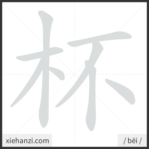 Ảnh động thứ tự nét chữ 杯 - cách viết từng nét