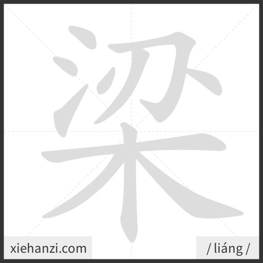 Ảnh động thứ tự nét chữ 梁 - cách viết từng nét