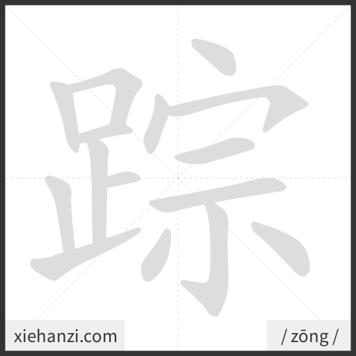 Ảnh động thứ tự nét chữ 踪 - cách viết từng nét