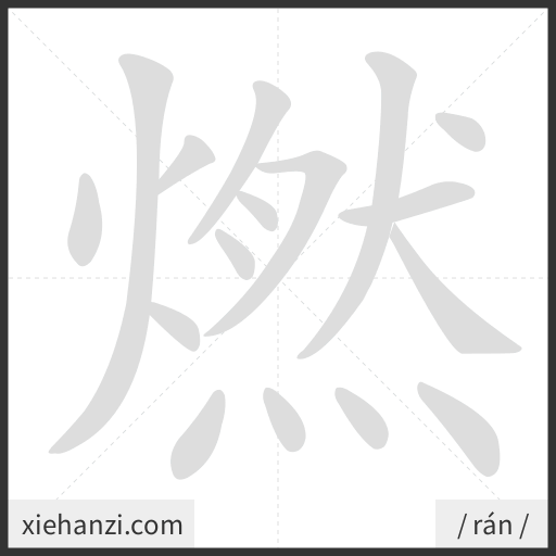 Ảnh động thứ tự nét chữ 燃 - cách viết từng nét