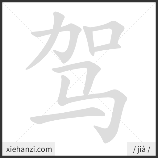 Ảnh động thứ tự nét chữ 驾 - cách viết từng nét