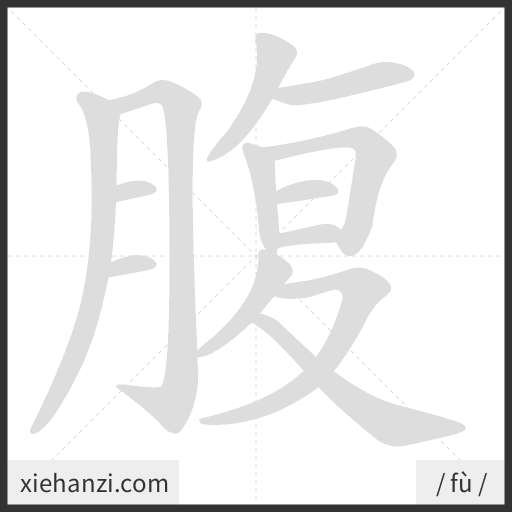 Ảnh động thứ tự nét chữ 腹 - cách viết từng nét