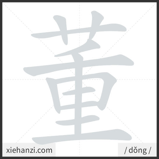 Ảnh động thứ tự nét chữ 董 - cách viết từng nét