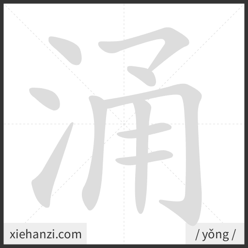 Ảnh động thứ tự nét chữ 涌 - cách viết từng nét