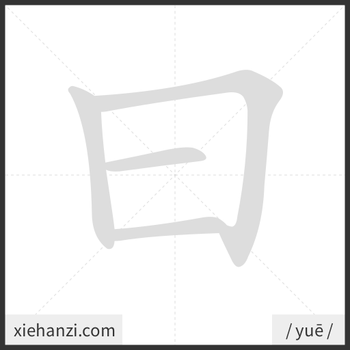 Ảnh động thứ tự nét chữ 曰 - cách viết từng nét