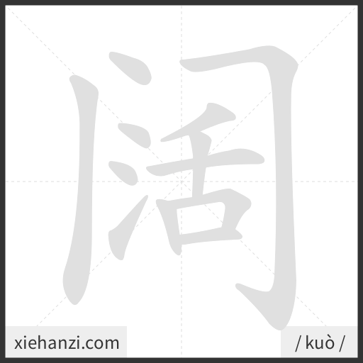Ảnh động thứ tự nét chữ 阔 - cách viết từng nét
