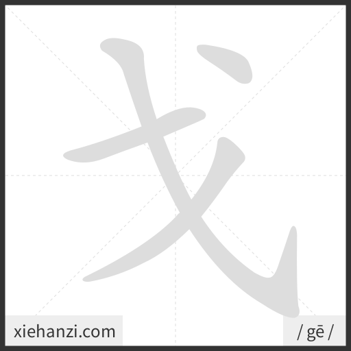 Ảnh động thứ tự nét chữ 戈 - cách viết từng nét
