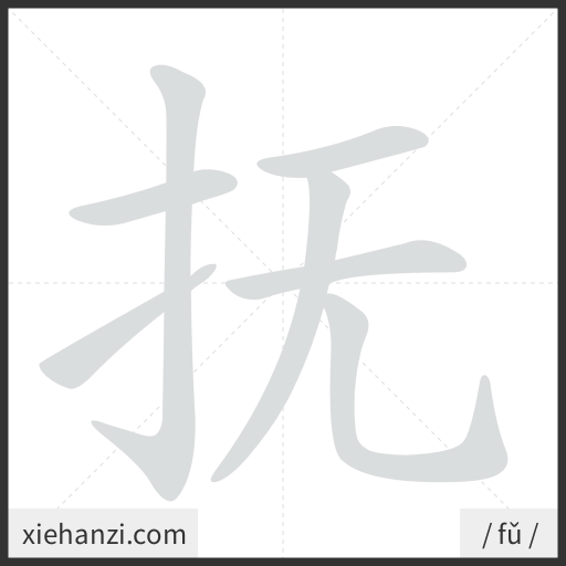 Ảnh động thứ tự nét chữ 抚 - cách viết từng nét