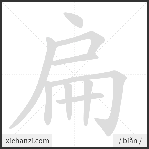 Ảnh động thứ tự nét chữ 扁 - cách viết từng nét
