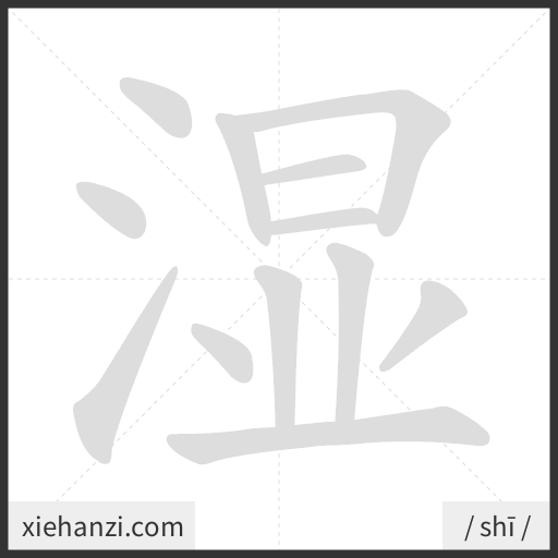Ảnh động thứ tự nét chữ 湿 - cách viết từng nét