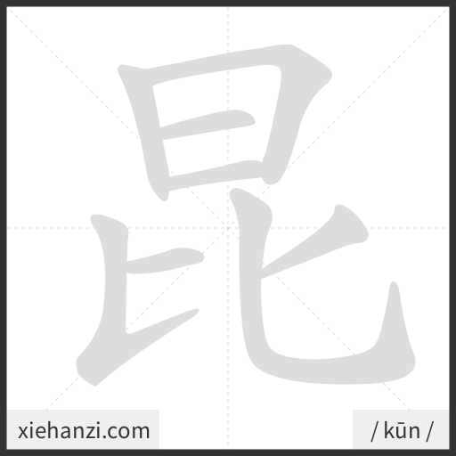 Ảnh động thứ tự nét chữ 昆 - cách viết từng nét
