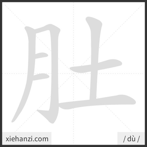 Ảnh động thứ tự nét chữ 肚 - cách viết từng nét